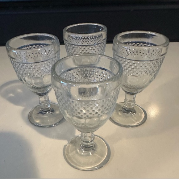 Vintage Indiana Glass Co 4 Dewdrop & Rain Drop Glasses Stemware Cordials Sherry - Picture 2 of 6